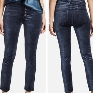 Paige • Hoxton Ankle Peg Velvet Pants in Midnight Slate